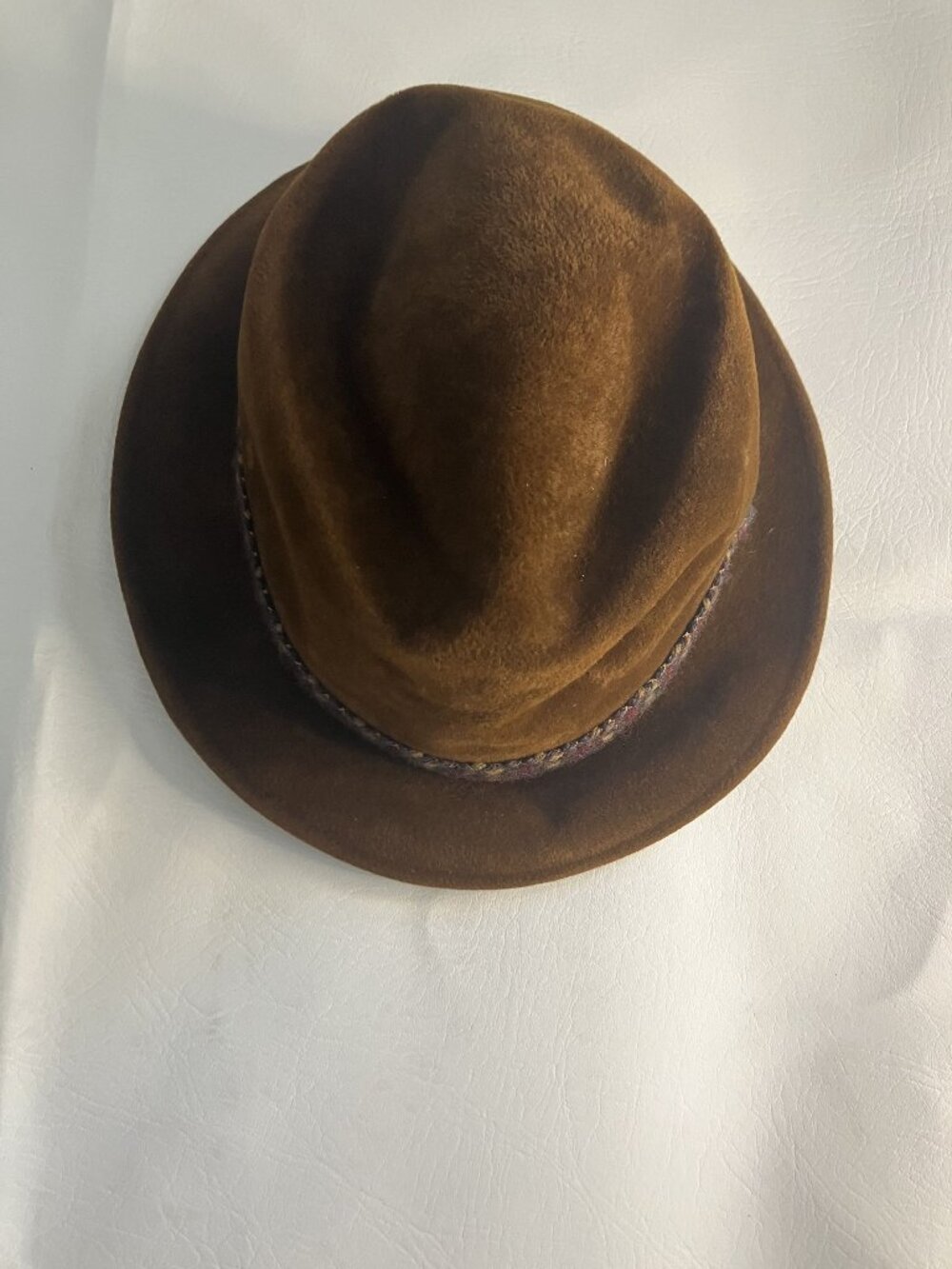 Vintage Brown Velour Fedora Hat With Woven Band The Emporium Store For Men San F